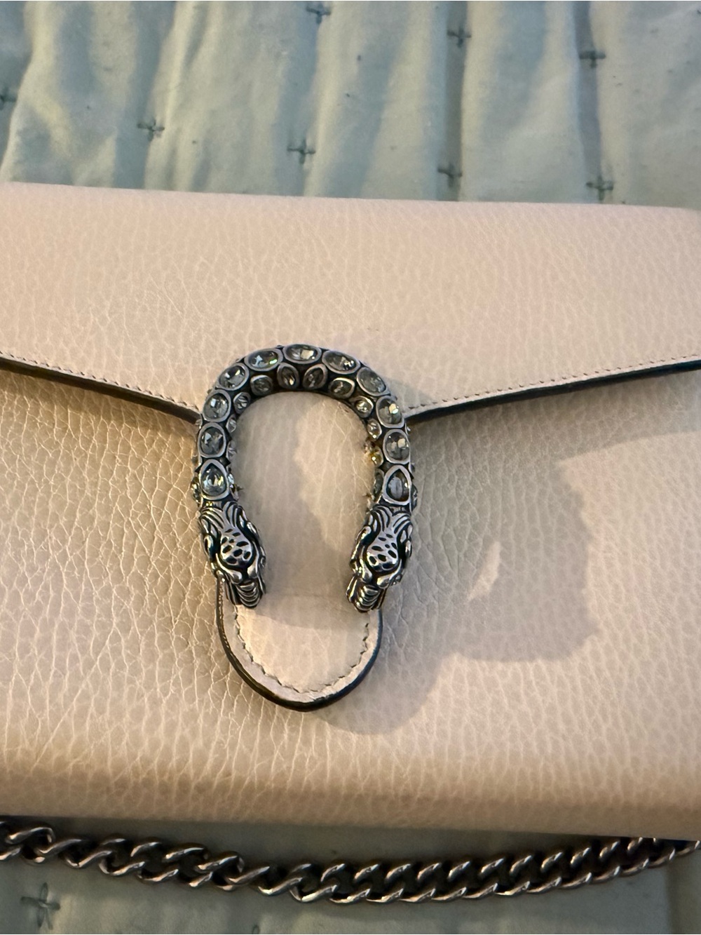 Gucci Dionysus Women's Cream white Leather wallet Shoulder bag with Silver Chain - Picture 6 of 16